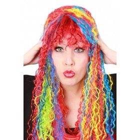 PXP 20413 Pruik SALE lang krul neon regenboog NU: 9,95
